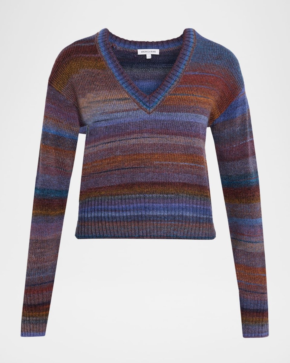 Diora Stripe V-Neck Sweater